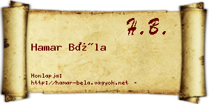 Hamar Béla névjegykártya